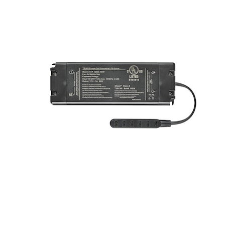 Tresco Lighting Tresco 12VDC 60W Commercial Wall Dimmable Hardwire Power Supply w 6Snap Mounting Block L-DCE60D-CON-1